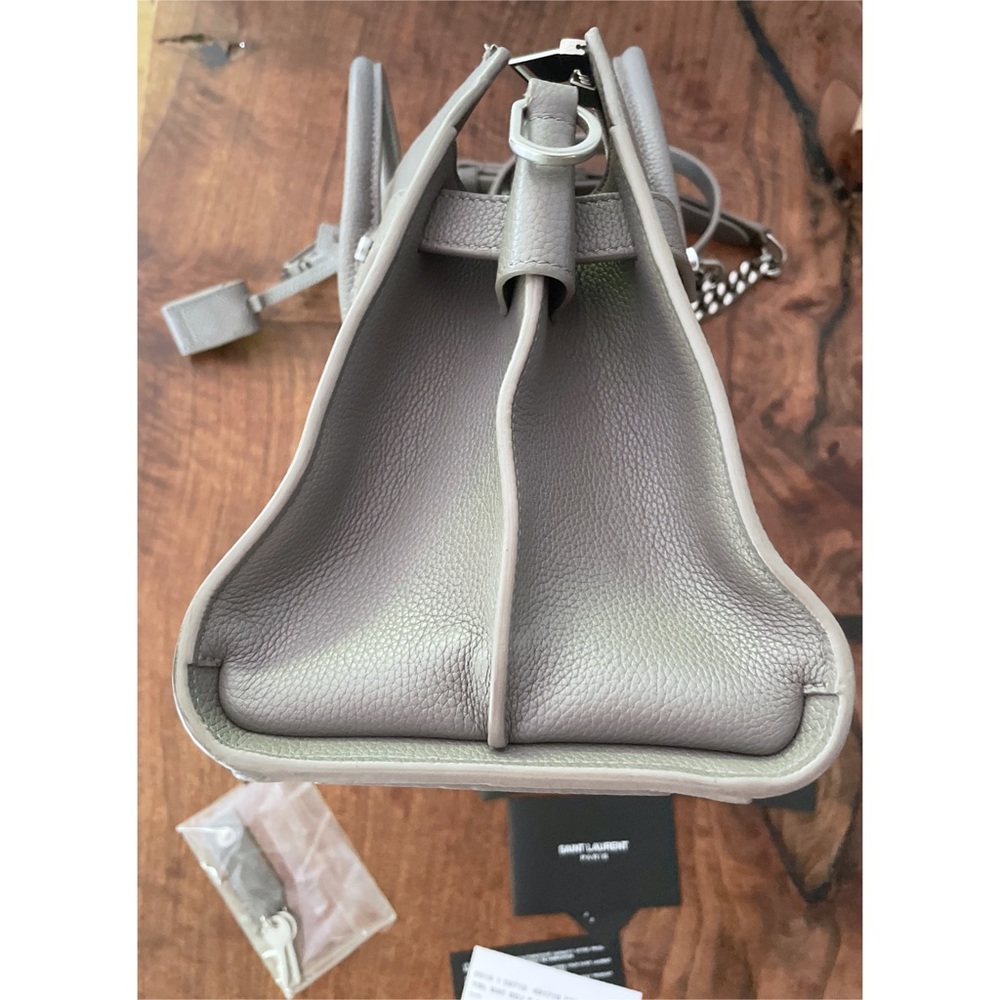 Authentic Saint Laurent Small Grey Baby Sac De Jour Leather Tote Crossbody Bag - Picture 10 of 17